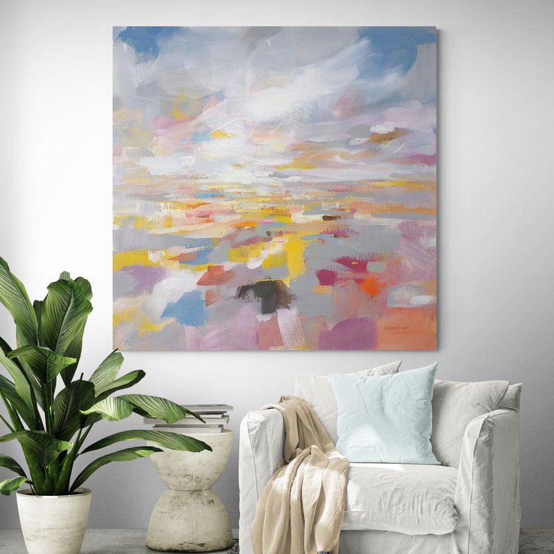 A Colorful Land by Danhui Nai wall art in a living room