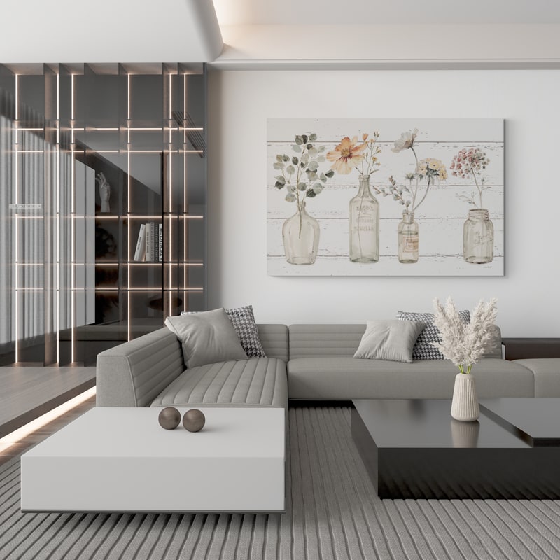 A Country Weekend VIII V2 Fall Flower by Lisa Audit wall art in a living room
