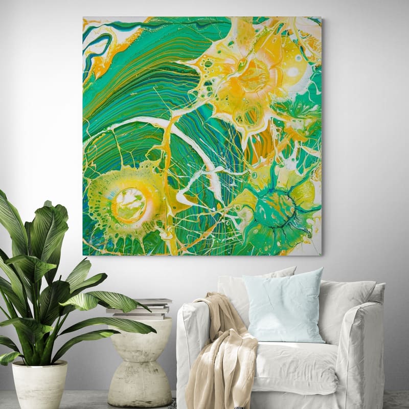 A Flare of Desire by Marina Strijakova wall art in a living room