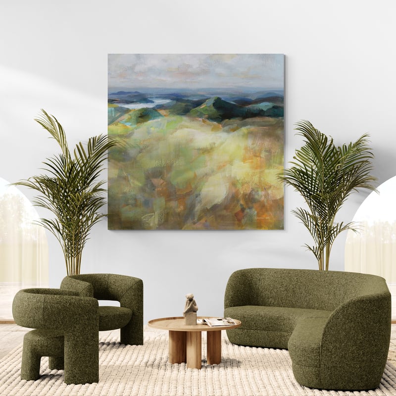 Above The Lakes by Danhui Nai wall art in a living room