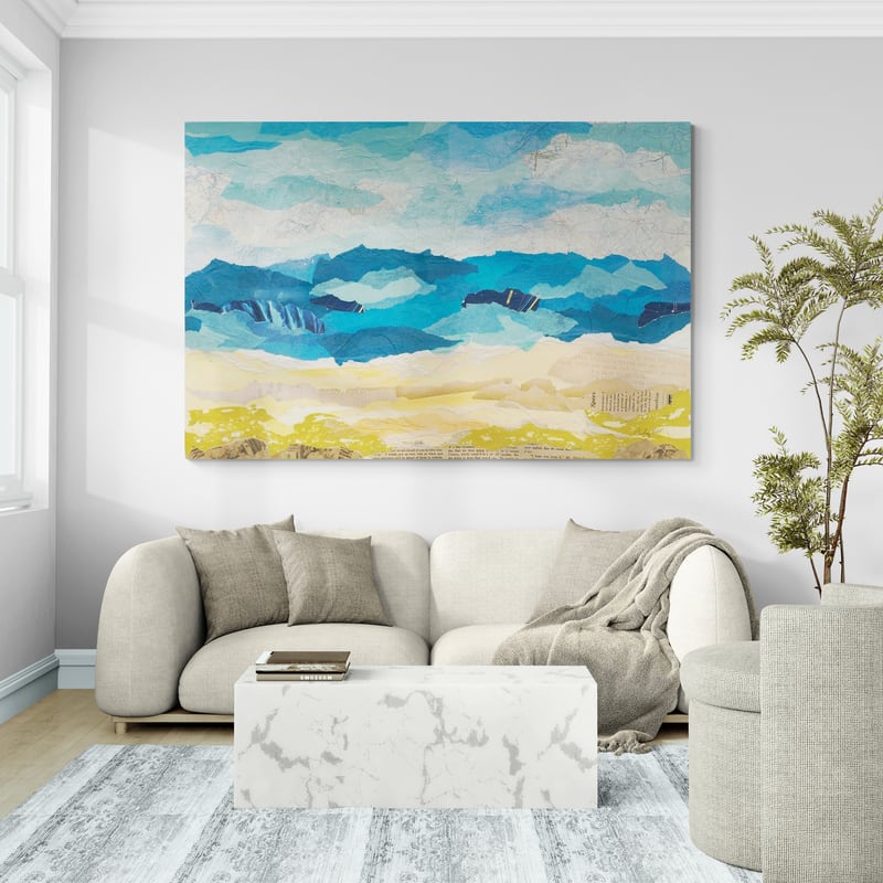 Abstract Coastal I by Courtney Prahl wall art in a living room