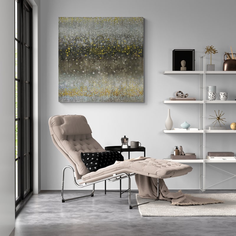 Abstract Rain Yellow Gray by Danhui Nai wall art in a living room