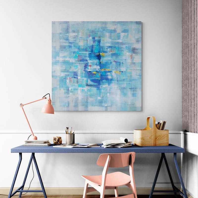 Abstract Squares Blue by Danhui Nai wall art from Glam Wall Art