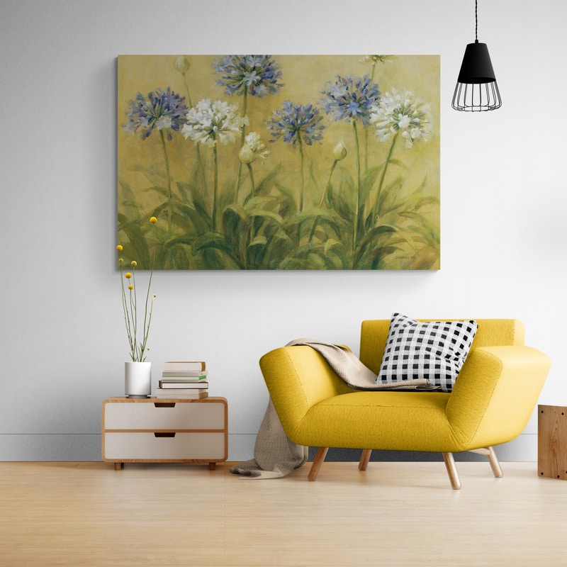 Agapanthus by Danhui Nai wall art in a living room