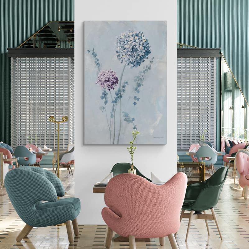Airy Blooms I Purple by Danhui Nai wall art in a living room