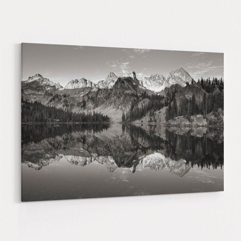 Alice Lake Sawtooth Mountains Idaho Bw by Alan Majchrowicz wall art