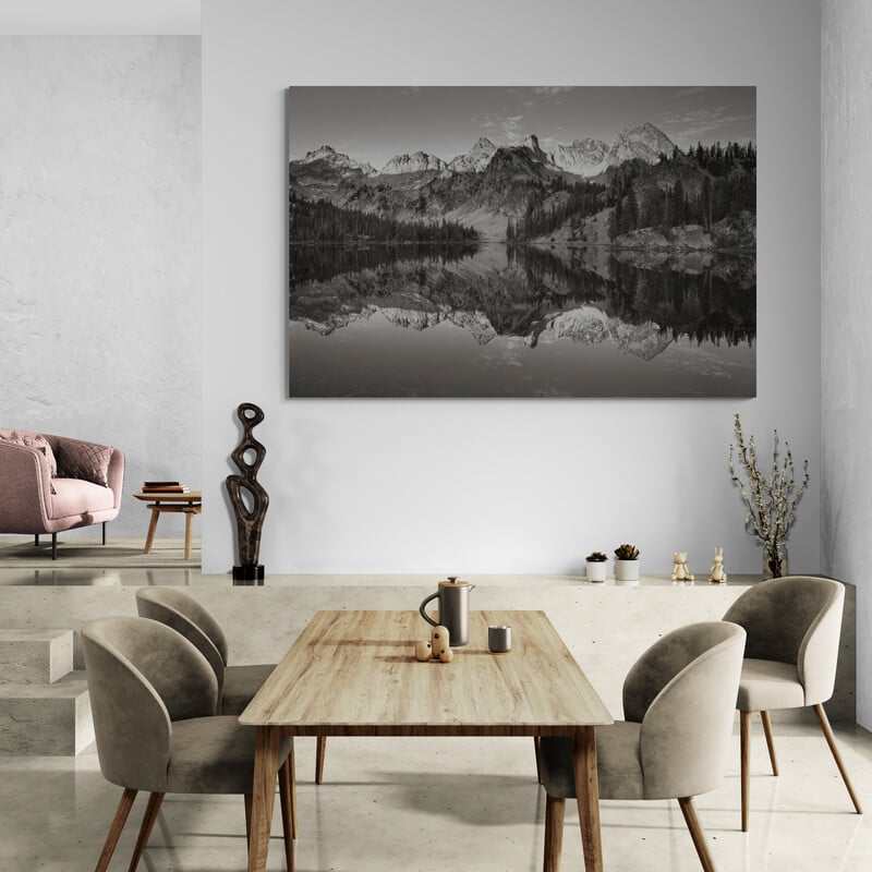 Alice Lake Sawtooth Mountains Idaho Bw by Alan Majchrowicz wall art from Glam Wall Art
