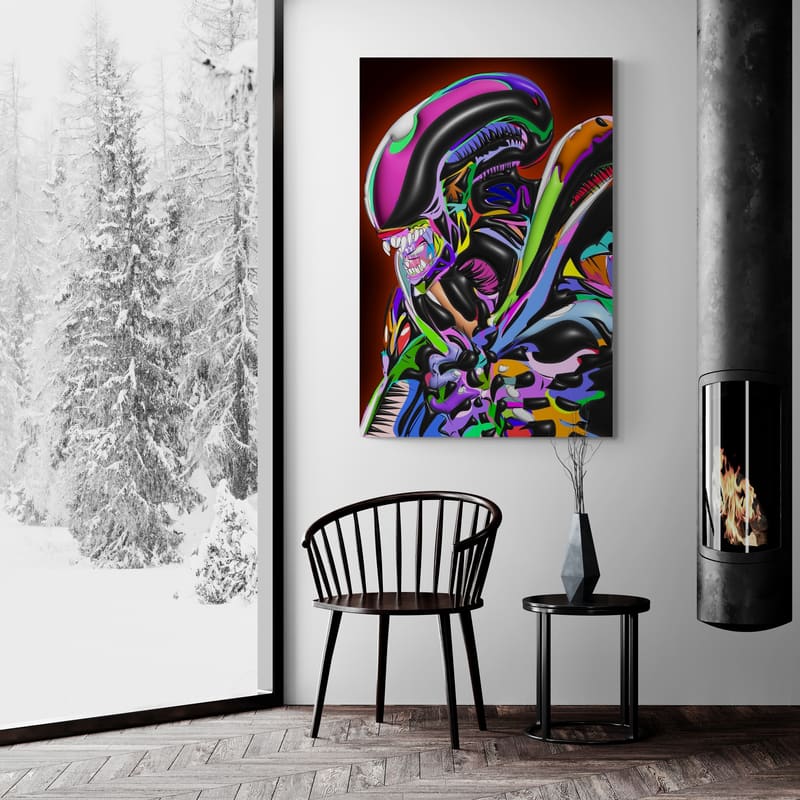 Alien 2024 by Technodrome1 wall art in a living room