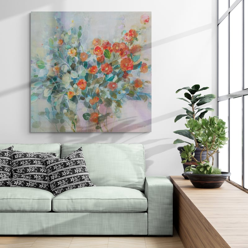 All The Blooming by Danhui Nai wall art in a living room