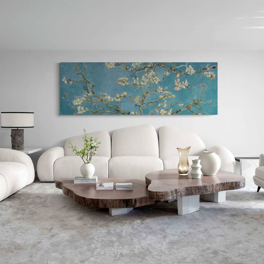 Almond Blossom 1890 III by Vincent Van Gogh wall art in a living room