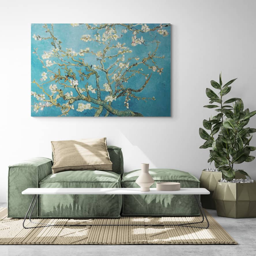 Almond Blossom 1890 by Vincent Van Gogh wall art in a living room