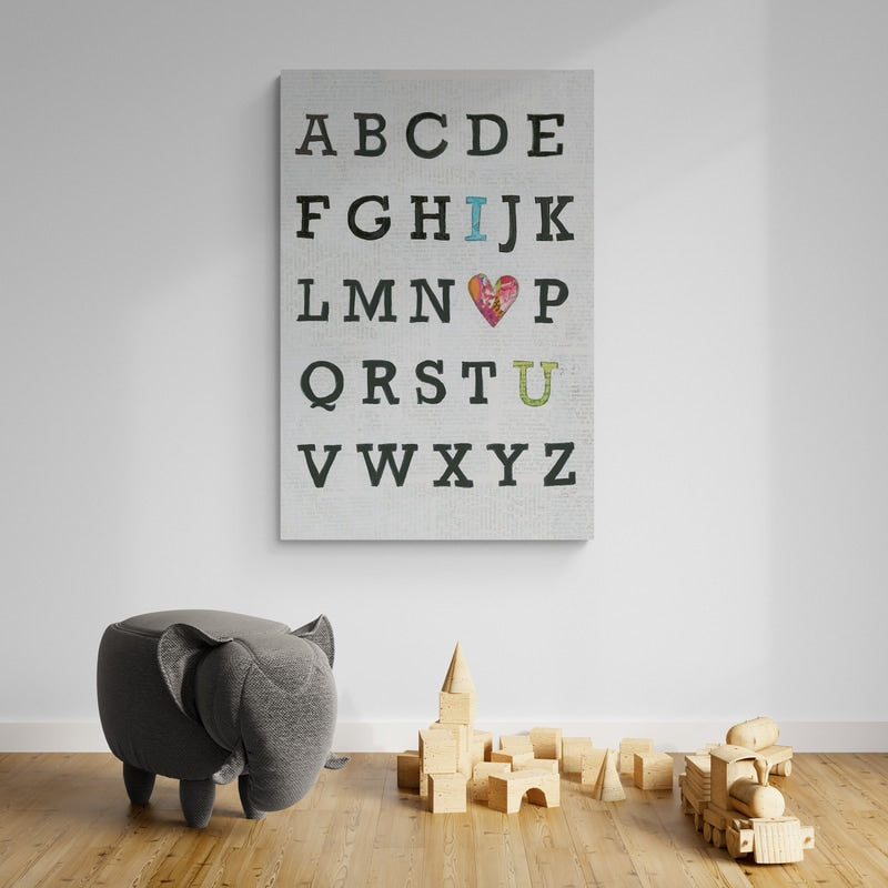 Alphabet on Print by Courtney Prahl wall art in a kids room