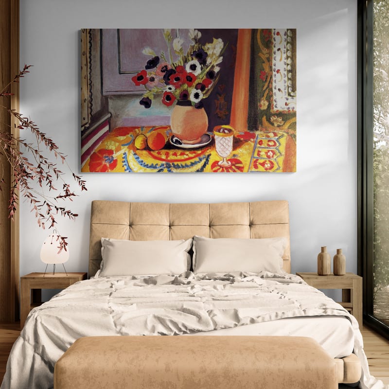 Anemone Flowers in an Earthen Vase by Henri Matisse wall art from Glam Wall Art