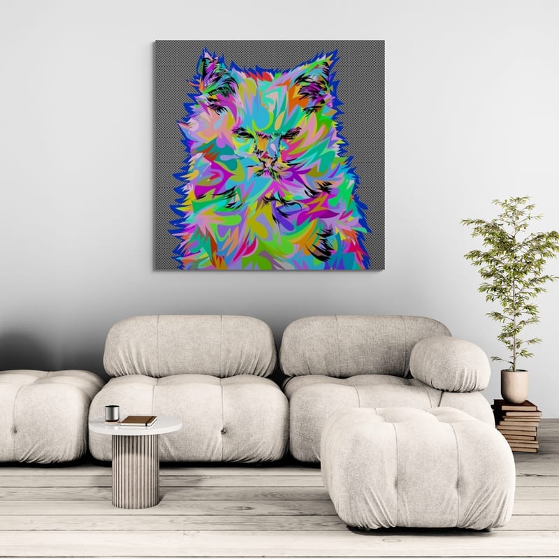 Angry Cat 2023 by Technodrome1 wall art in a living room