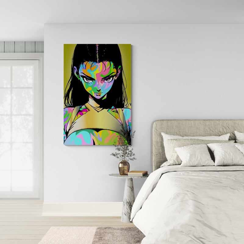 Anime Girl Face by Technodrome1 wall art in a bedroom