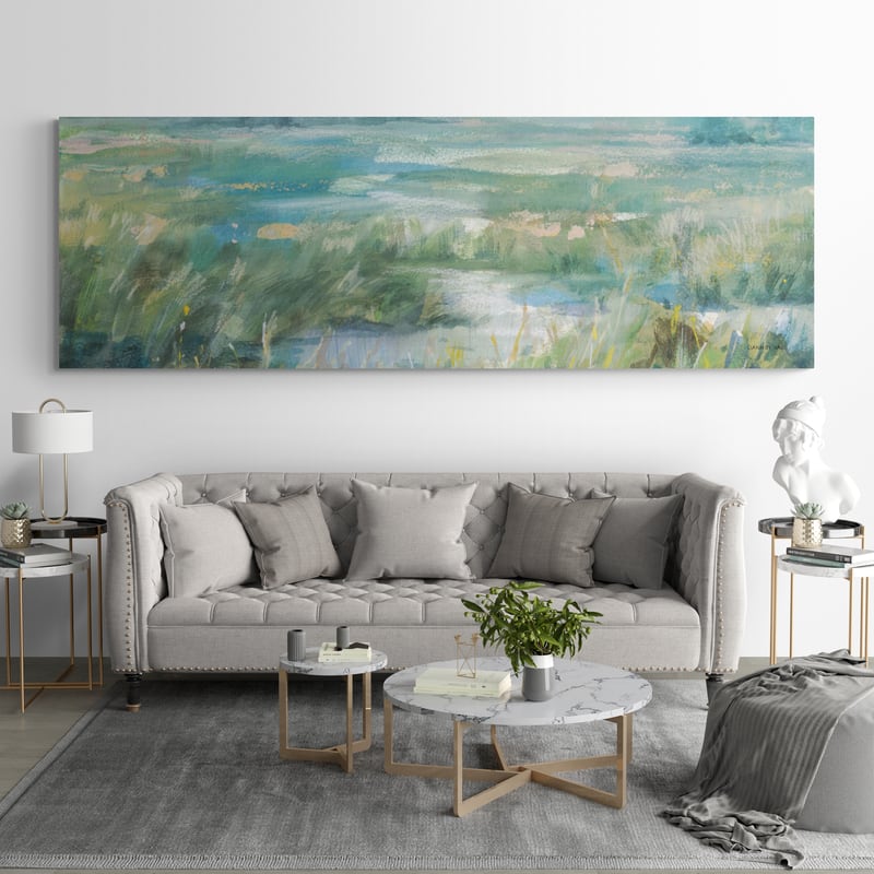 April Meadow I by Danhui Nai wall art in a living room