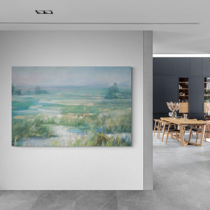 April Meadow by Danhui Nai wall art in a hallway