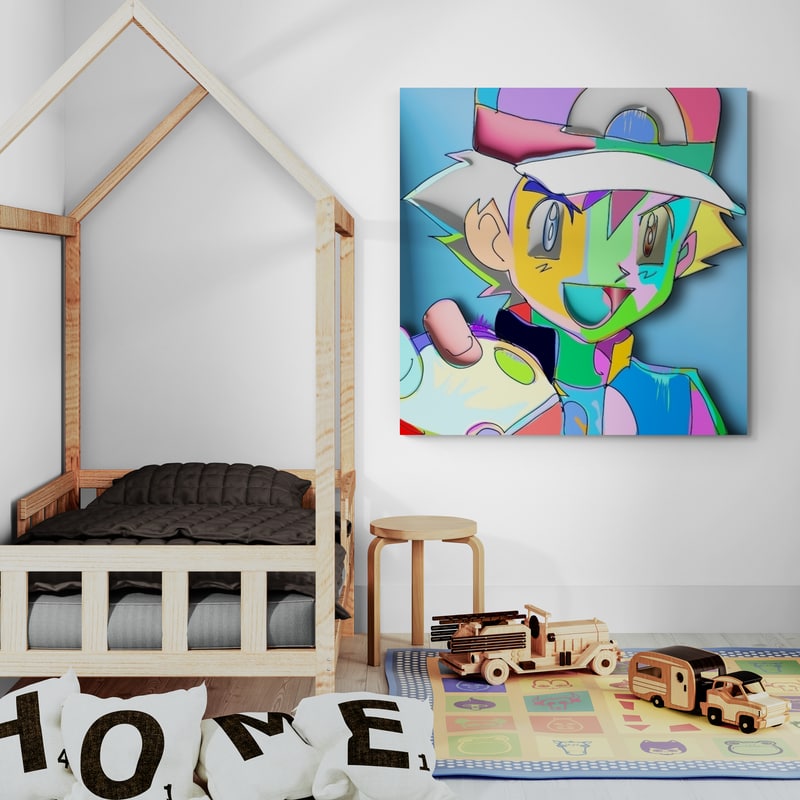 Ash 2024 by Technodrome1 wall art in a kids room