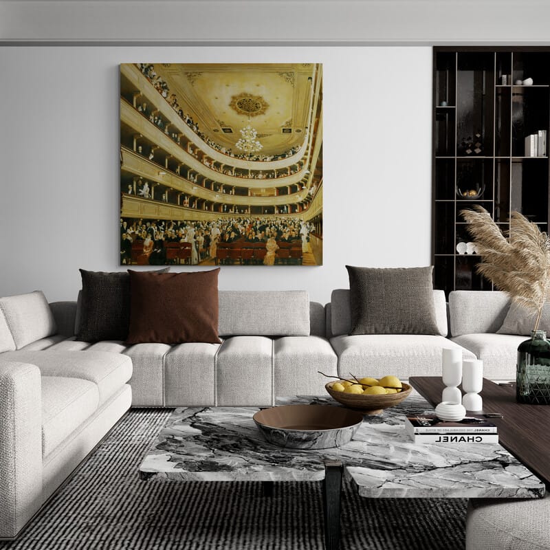 Auditorium in the Old Burgtheater, Vienna by Gustav Klimt wall art in a living room