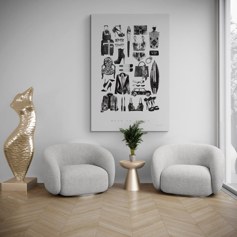 Back to Black I by Mercedes Lopez Charro wall art in a living room