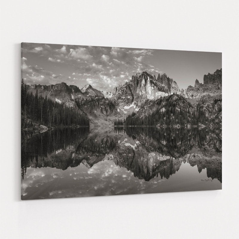 Baron Lake Monte Verita Peak Sawtooth Mountains Ii Bw by Alan Majchrowicz wall art