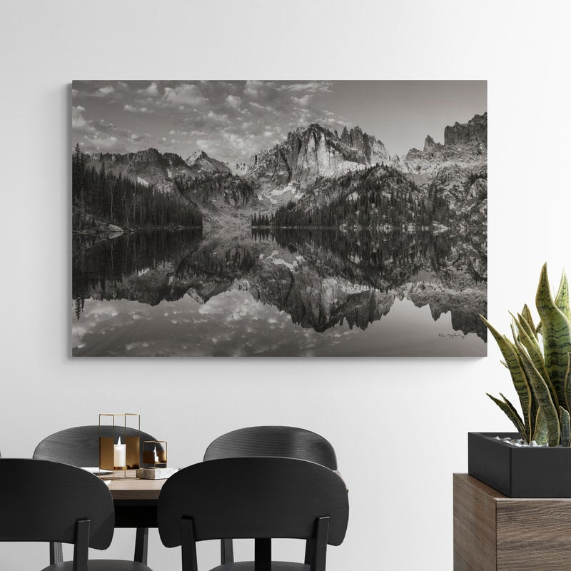 Baron Lake Monte Verita Peak Sawtooth Mountains Ii Bw by Alan Majchrowicz wall art from Glam Wall Art