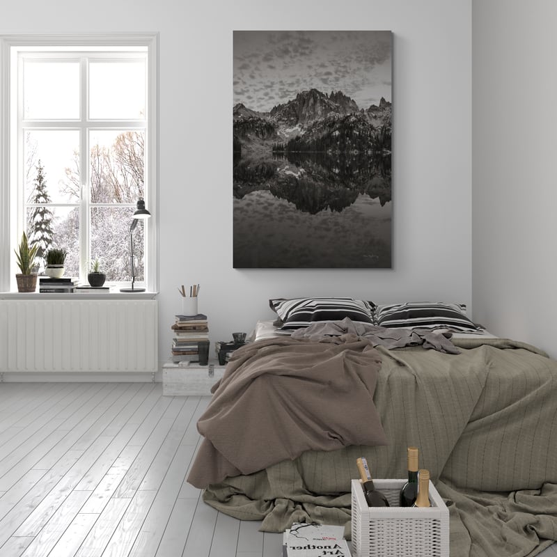 Baron Lake Monte Verita Peak Sawtooth Mountains I Bw by Alan Majchrowicz wall art from Glam Wall Art