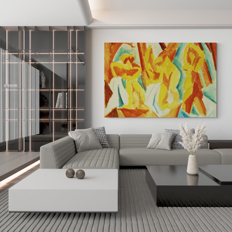 Bathers In A Forest by Pablo Picasso wall art in a living room