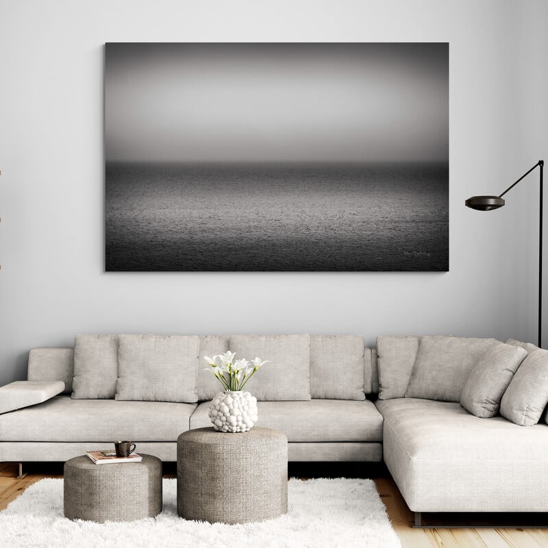 Bay Of Fundy Bw by Alan Majchrowicz wall art in a living room