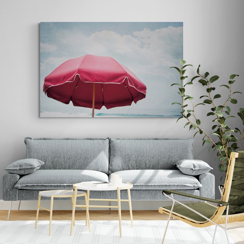 Beach Bliss I by Elizabeth Urquhart wall art in a living room