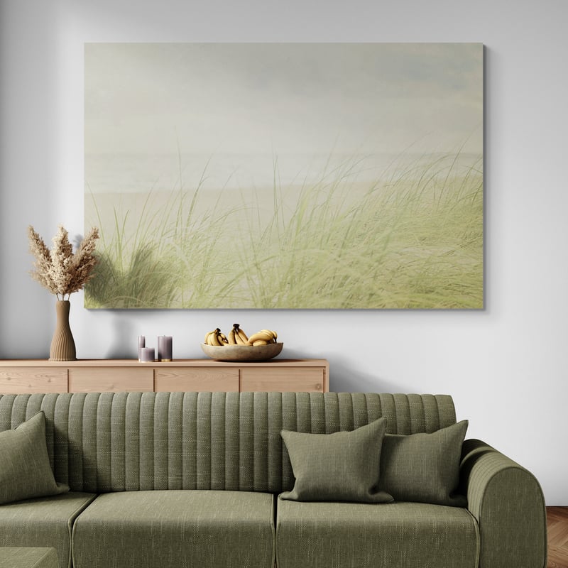 Beach Grass II by Elizabeth Urquhart wall art in a living room