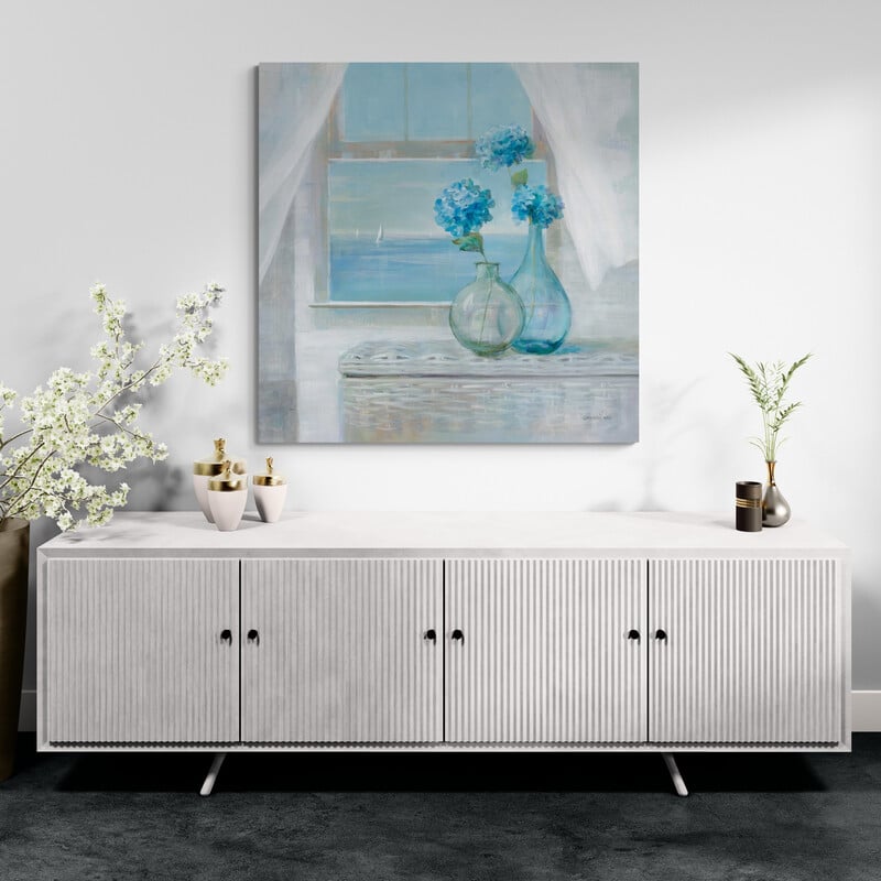 Beach House Hydrangeas by Danhui Nai wall art from Glam Wall Art