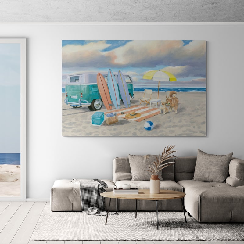 Beach Ride II by James Wiens wall art in a living room
