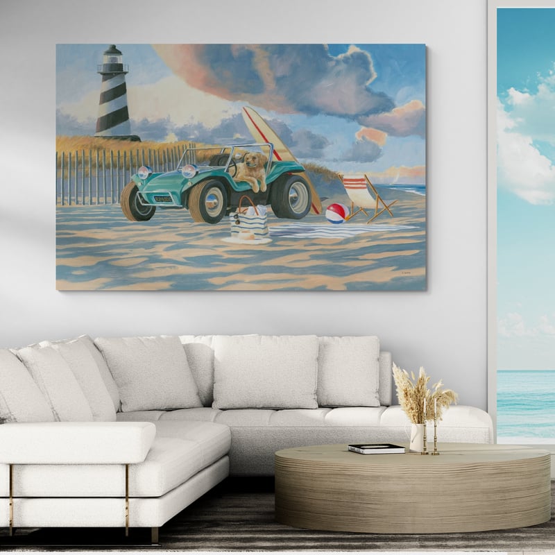 Beach Ride IV by James Wiens wall art in a living room