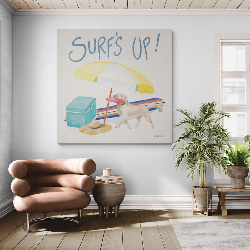 Beach Ride Surfs Up XIV by James Wiens wall art in a living room