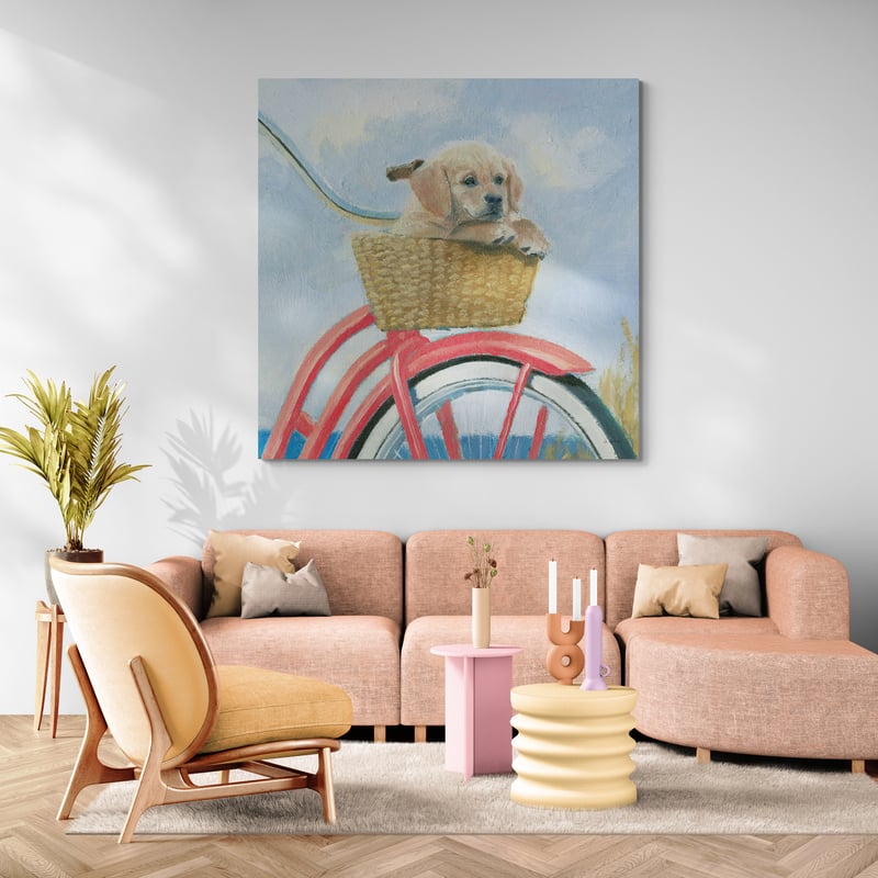 Beach Ride V by James Wiens wall art in a living room