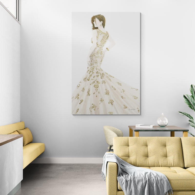 Beautiful Lady I Neutral by James Wiens wall art in a living room