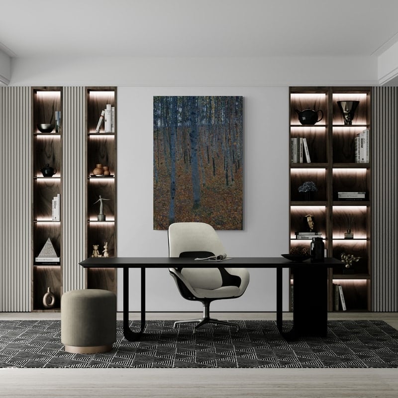 Beech Forest II by Gustav Klimt wall art in a office