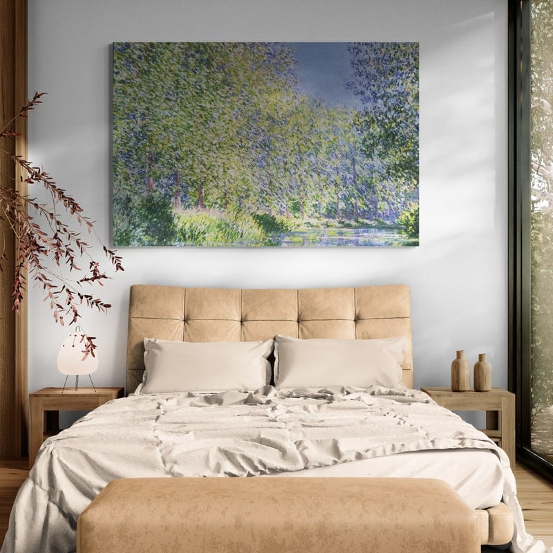 Bend in the Epte River near Giverny 1888 by Claude Monet wall art in a living room