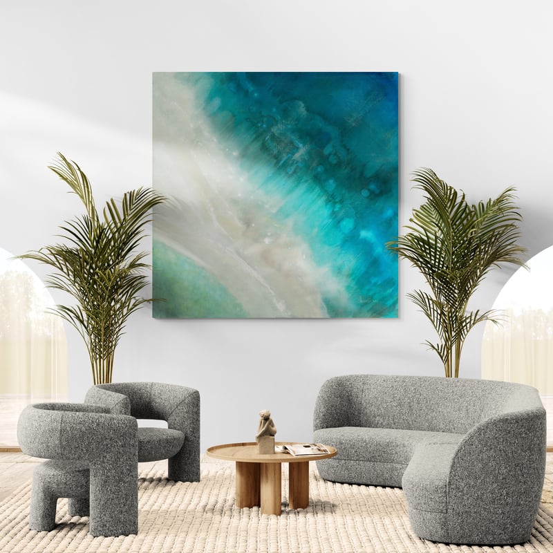 Birdseye View by Danhui Nai wall art in a living room