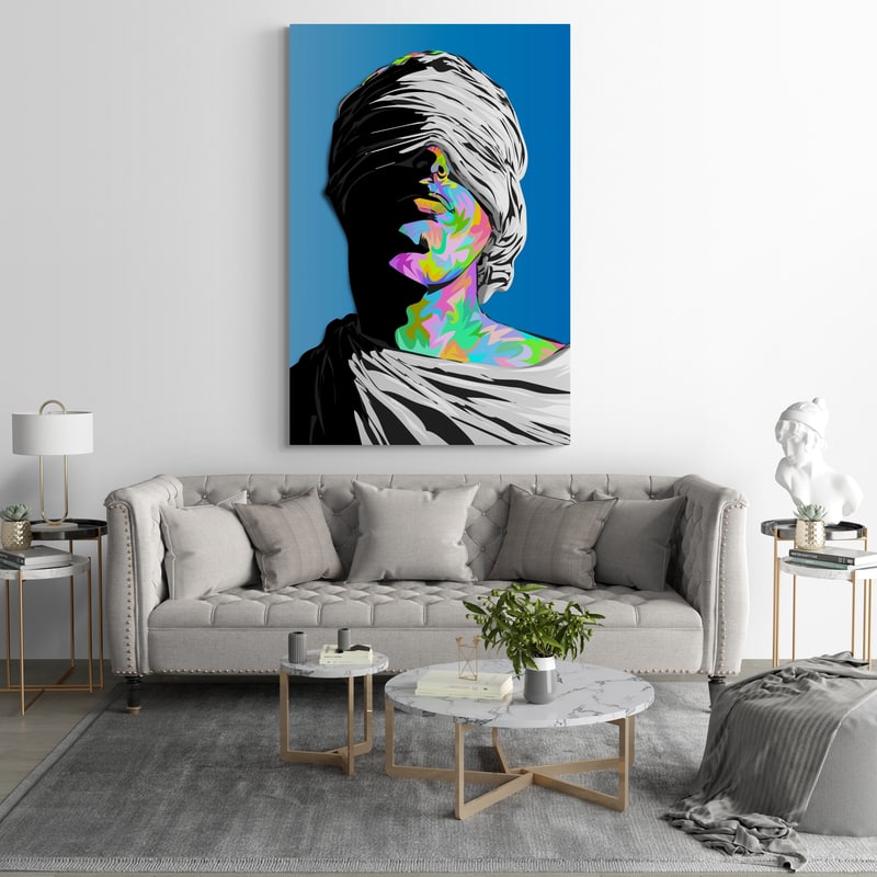 Blind Folded 2025 by Technodrome1 wall art in a living room
