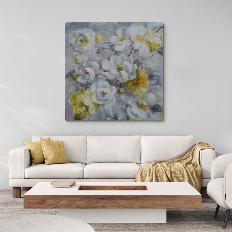 Blooming Beautiful by Danhui Nai wall art in a living room