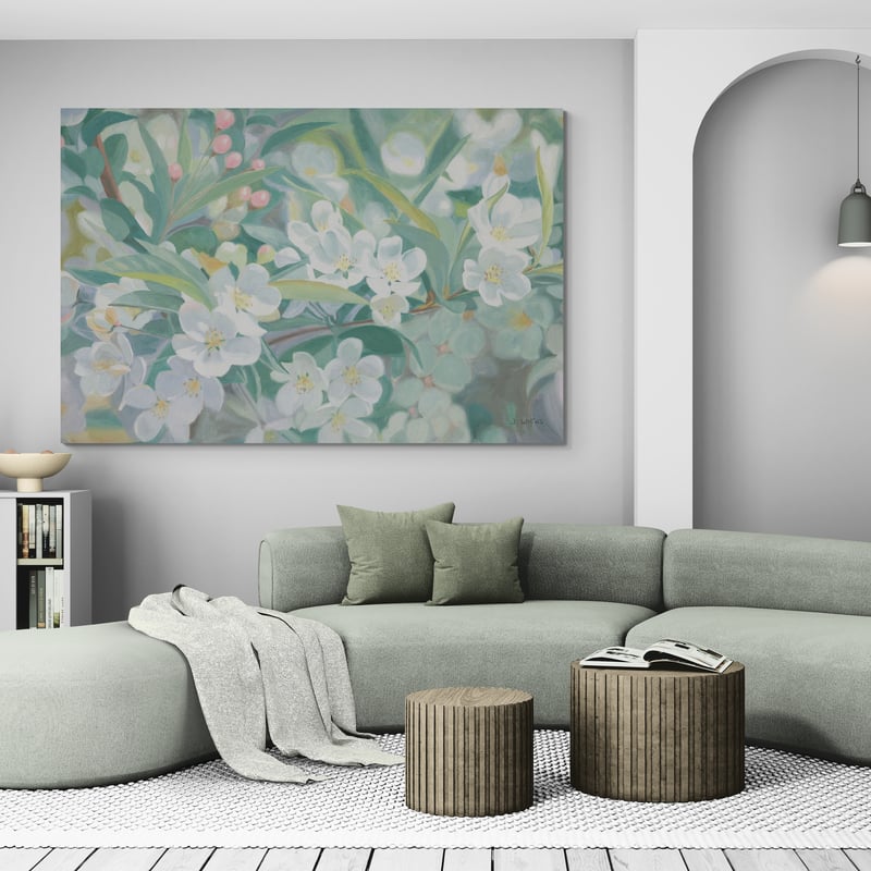 Blossoms by James Wiens wall art in a living room