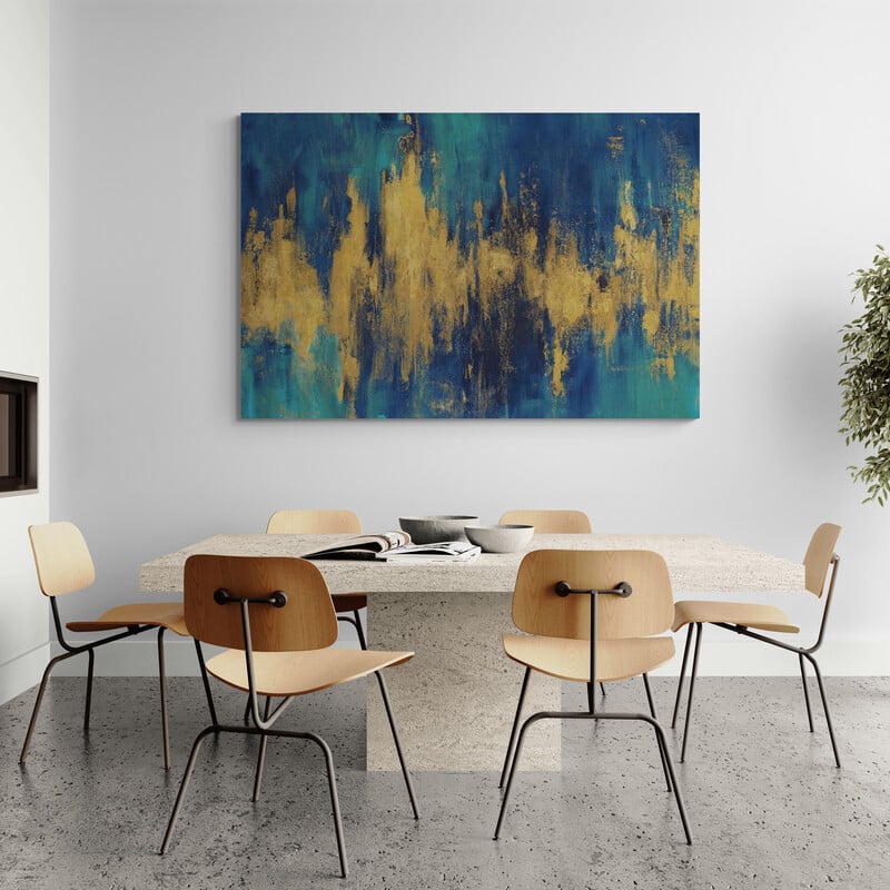 Blue And Gold Abstract Crop by Danhui Nai wall art from Glam Wall Art