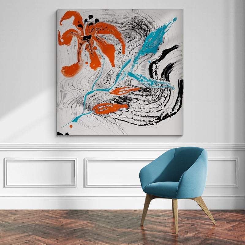 Blue Hue by Marina Strijakova wall art in a living room