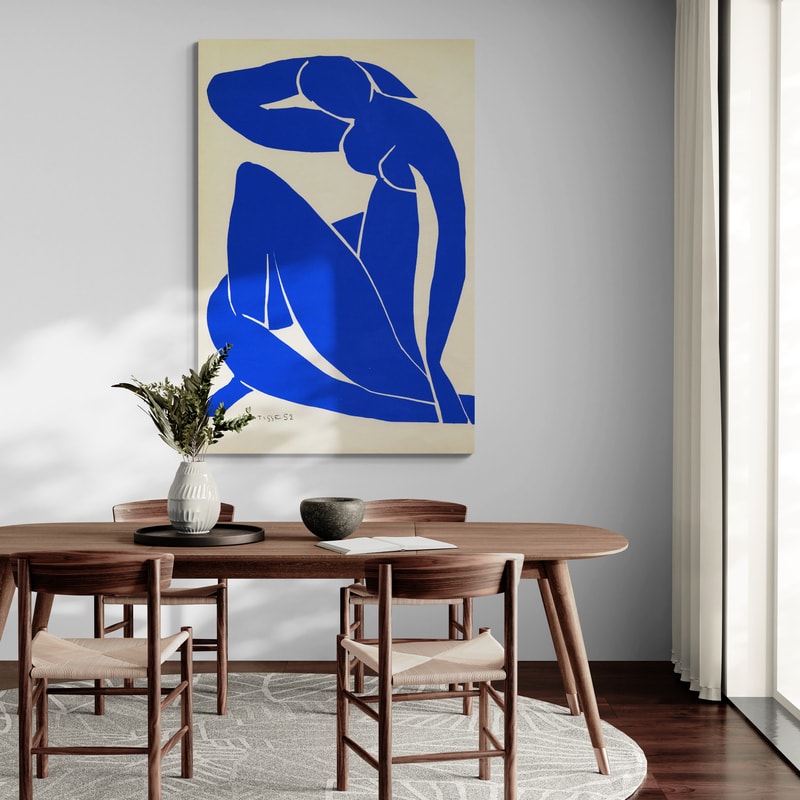 Blue Nude II by Henri Matisse wall art in a dining room