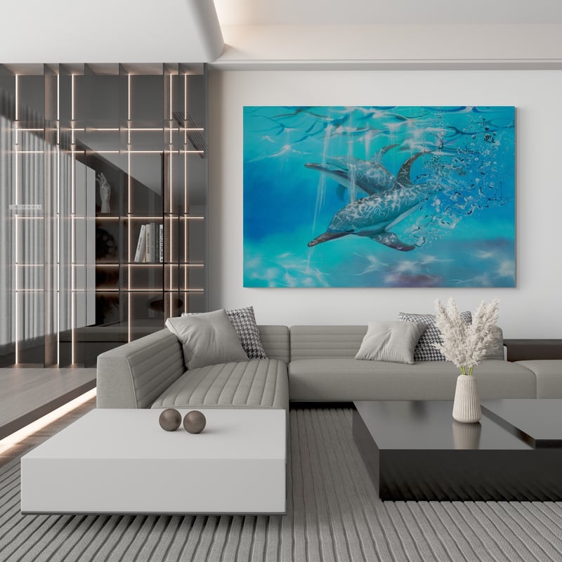 Blue Paradise by Marina Strijakova wall art in a living room