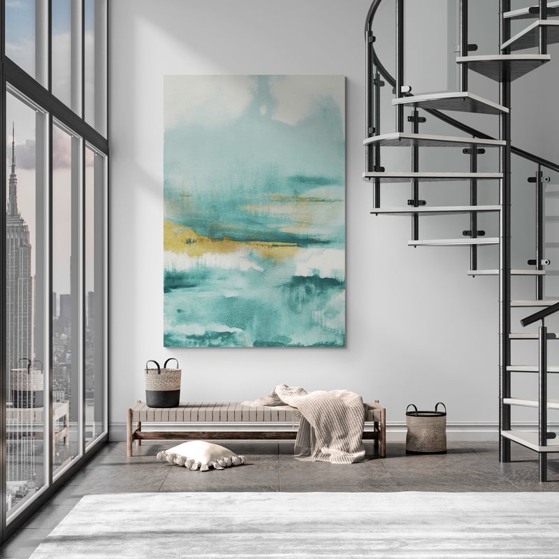 Blue Saffron I by Danhui Nai wall art in a living room