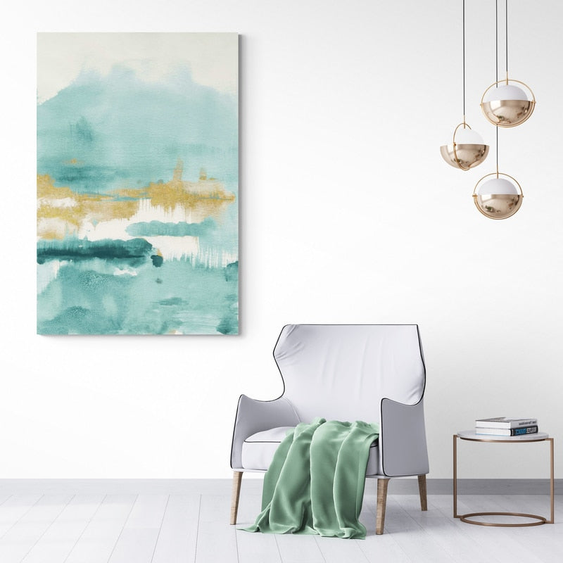 Blue Saffron II by Danhui Nai wall art in a living room
