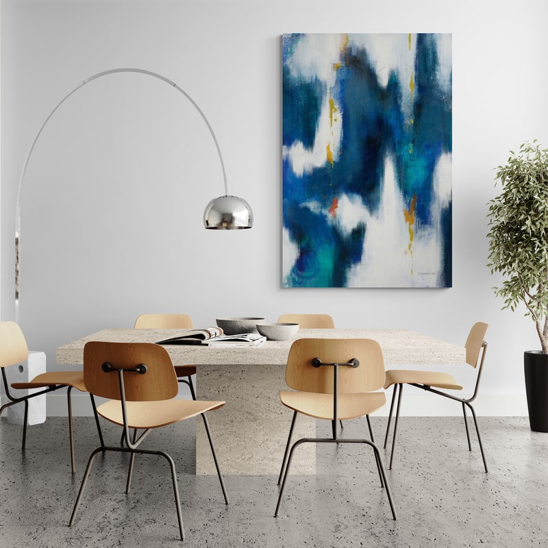 Blue Texture II by Danhui Nai wall art in a dining room